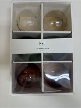 NIB CB2 Luster Glass Ornament Set - Amber, Smoke, Green, Burgundy, Brown, Ivory